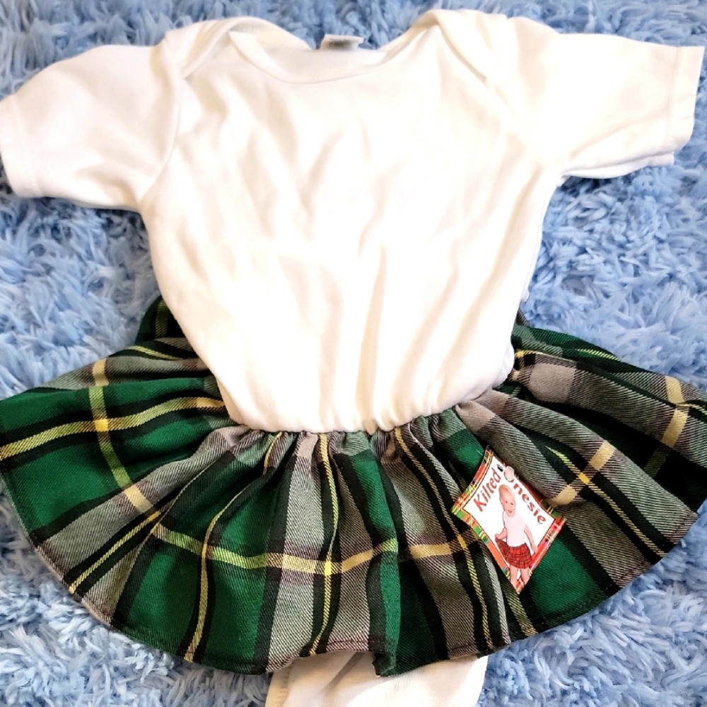 White and Green Plaid Baby Dress